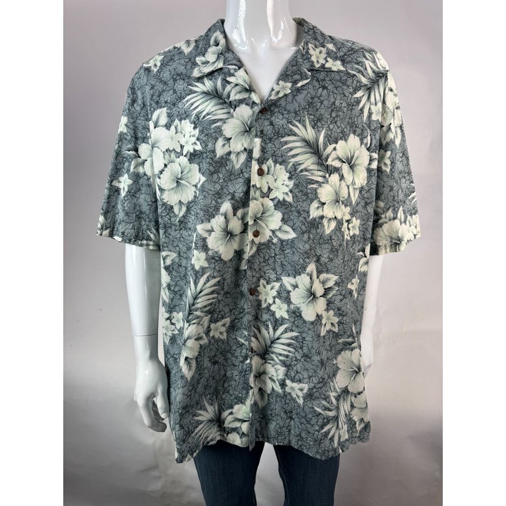 Two Palms Made In Hawaii Floral Hawaiian Shirt CXL 100% Cotton Short Sleeve